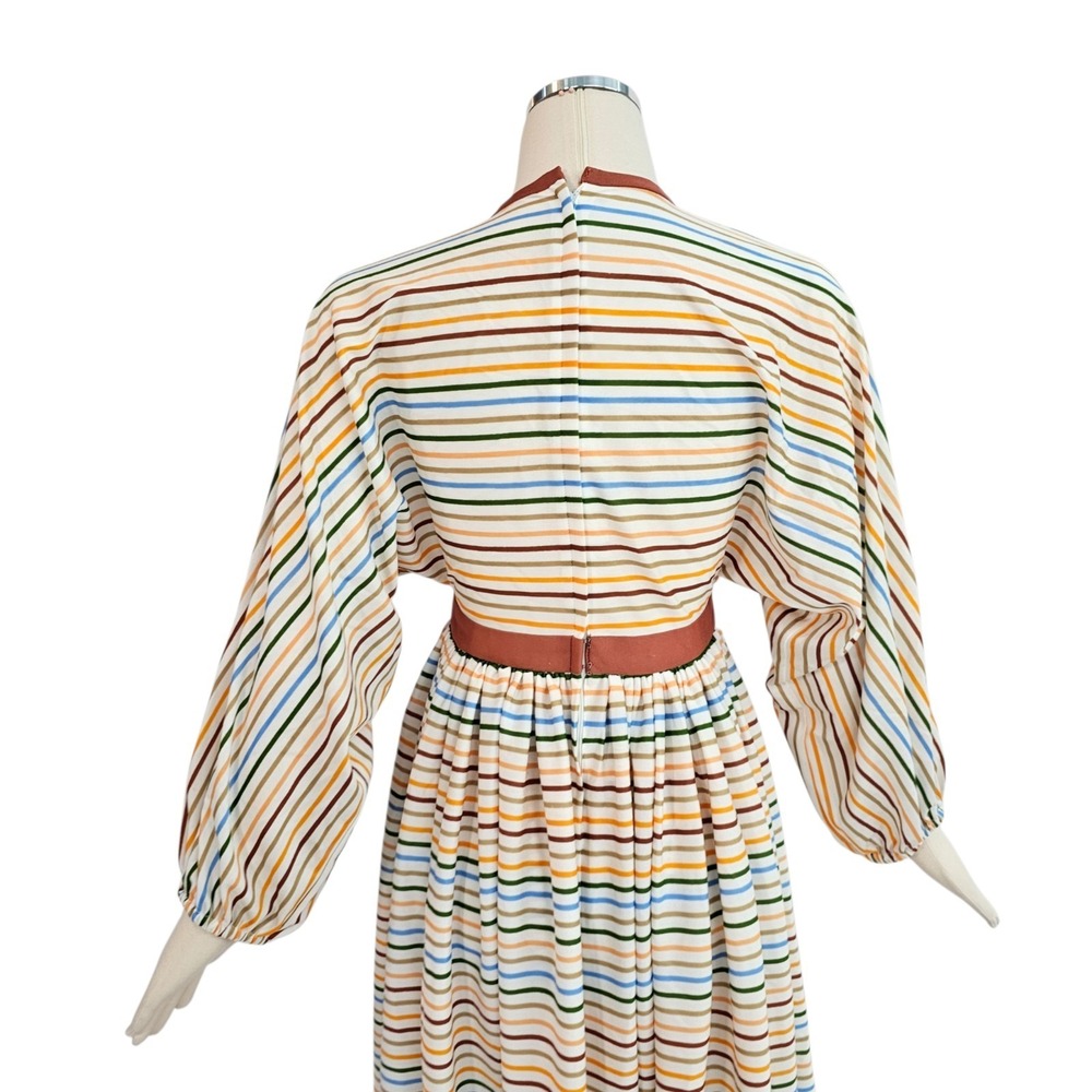 Vintage 1970s Dress Neiman Marcus Maxi Floor Length Striped Dolman Sleeve - Picture 11 of 16